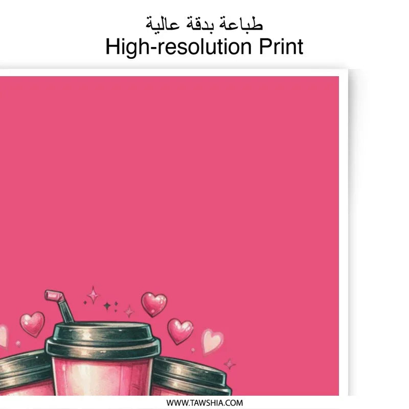 Pink Coffee Cups Photographic Prints, Cute Coffee Art Prints, Bow Coffee Photo, Girly Home Decor, Coffee Lover Gift, Valentine Prints - Tawshia