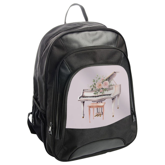 Grand Piano BackPack, Floral Piano, Elegant Backpack, Music Lover Gift, Unique Design, Stylish Bag, Everyday Carry, School College Bag - Tawshia