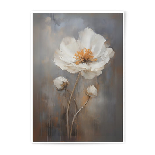 White Flower Photographic Print, Floral Wall Art, Botanical Decor, Fine Art Print, Flower Painting Style, Home Decor Art, Flower Art - Tawshia