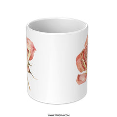 Rose Mug, Floral Coffee Mug, Botanical Tea Cup, Gift For Her, Unique Mug, Flower Lover Gift, Delicate Rose, Pretty Pink Mug, Garden Mug - Tawshia