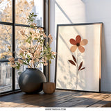 Minimalist Floral Wall Art, Bohemian Flower Print, Earth Tones Art, Simple Botanical Art, Modern Home Decor - Tawshia