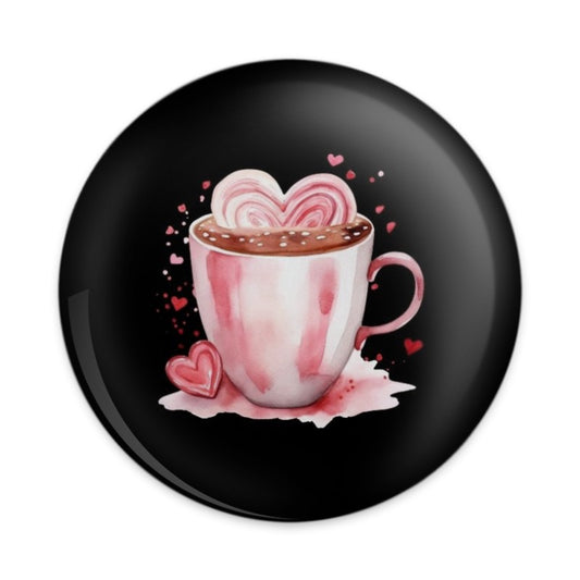 Heart Cocoa Pinback Button, Valentine's Day Gift, Romantic Badge, Coffee Lover Pin, Sweet Treat Button, Cute Accessory, Gift for Her - Tawshia