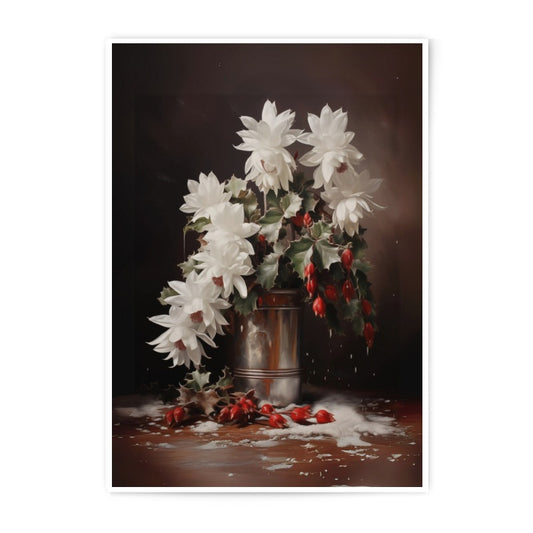 Schlumbergera Print, Christmas Cactus Art, Floral Photographic Print, Botanical Wall Decor, Home Art Print, White Flower Photo - Tawshia