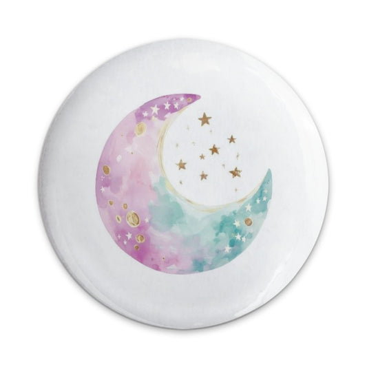 Crescent Moon Pinback Button, Watercolor Moon Stars Button, Celestial Art Pin, Cute Backpack Button, Trendy Aesthetic Badge, Gift Idea - Tawshia