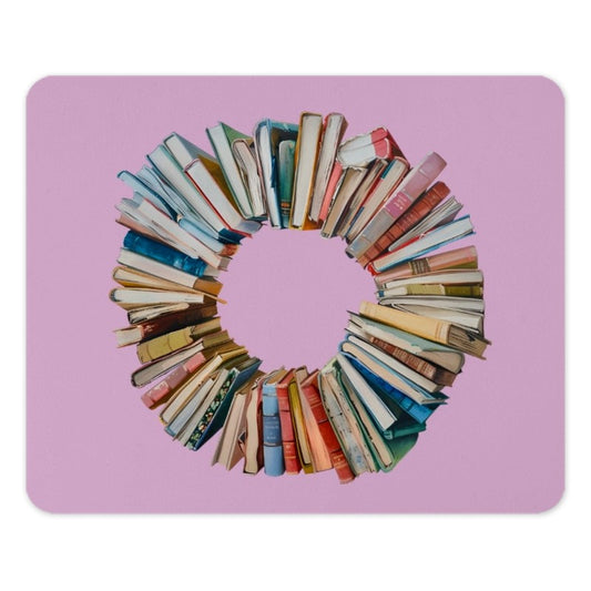 Book Lover Mouse Pad, Book Wreath Desk Mat, Reader Gift, Librarian Gift, Home Office Decor, Office Accessories, Book Circle Mousepad - Tawshia