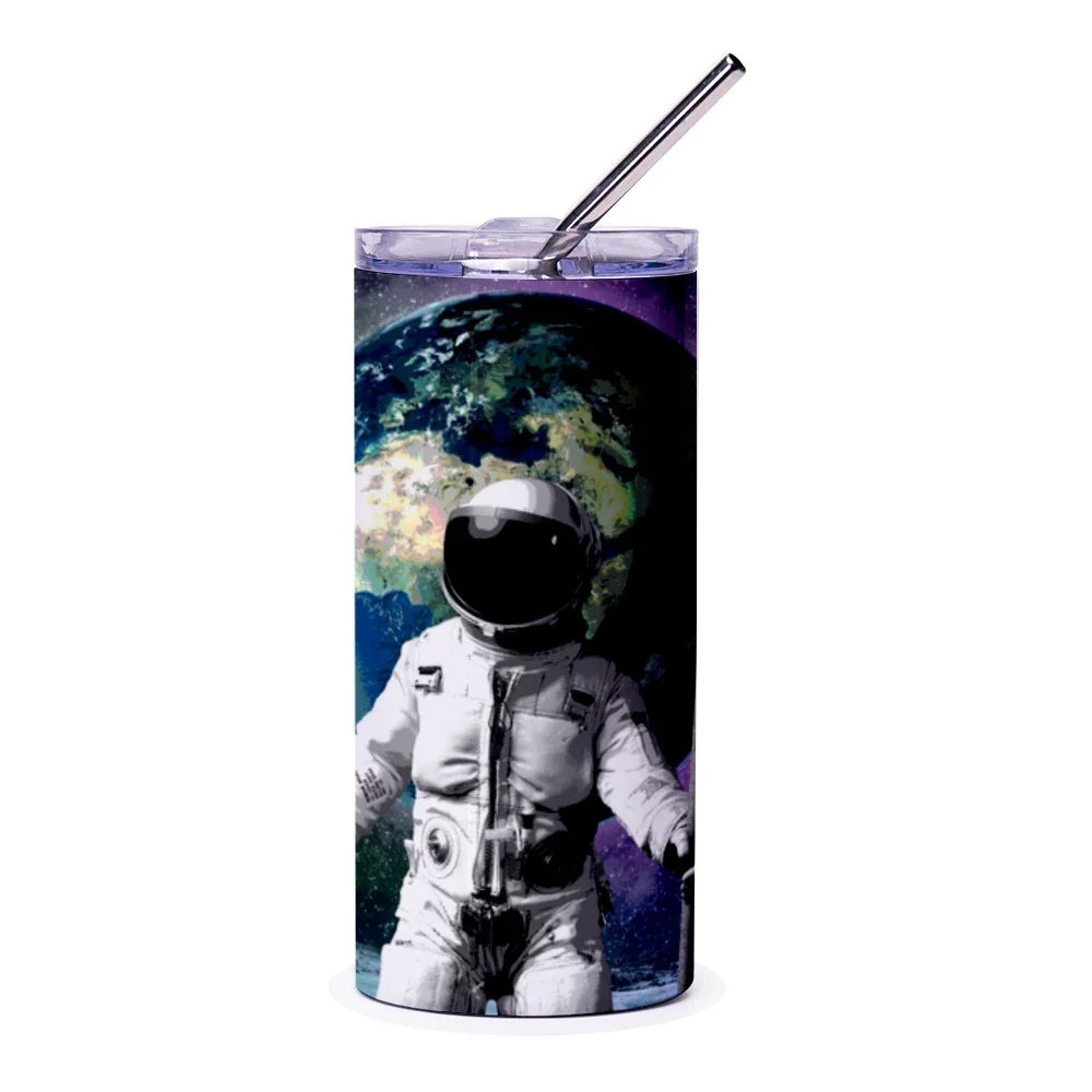 Astronaut and Earth Design Tumbler Drinkware product type