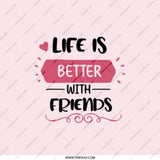 Life Is Better With Friends Pocket Mirror, Inspirational Quote Mirror, Gift For Friends, Best Friends, Compact Mirror - Tawshia