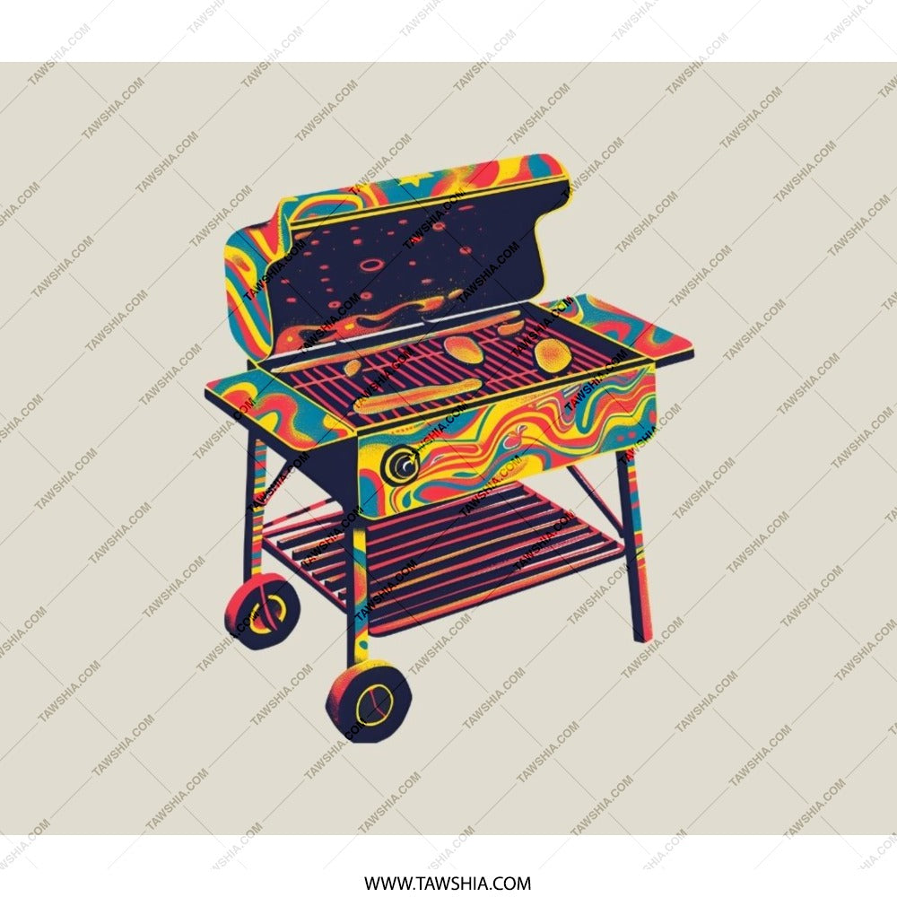 Psychedelic Grill Backpack, Colorful BBQ Art Rucksack, Unique Design BackPack, Novelty Backpack for Grill Masters - Tawshia