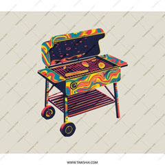 Psychedelic Grill Backpack, Colorful BBQ Art Rucksack, Unique Design BackPack, Novelty Backpack for Grill Masters - Tawshia
