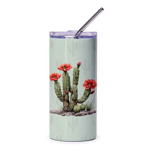 Blooming Cactus Tumbler, Desert Flower Tumbler, Southwestern Style Tumbler, Unique Gift, Plant Lover Gift, Nature Inspired Design - Tawshia