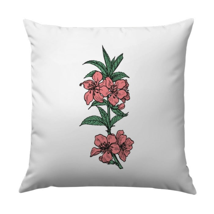 Pink Peach Blossom Pillow, Floral Throw Pillow, Botanical Cushion Cover, Spring Decor Pillow, Flower Accent Pillow, Home Decor - Tawshia