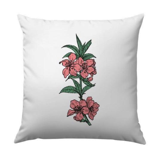 Pink Peach Blossom Pillow, Floral Throw Pillow, Botanical Cushion Cover, Spring Decor Pillow, Flower Accent Pillow, Home Decor - Tawshia