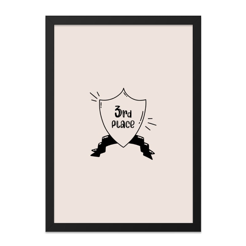 3rd Place Wall Art, Cute Shield Print, Ribbon Wall Decor, Achievement Poster, Minimalist Art, Champion Design, Third Position Printable - Tawshia