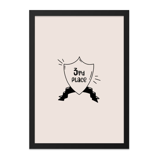 3rd Place Wall Art, Cute Shield Print, Ribbon Wall Decor, Achievement Poster, Minimalist Art, Champion Design, Third Position Printable - Tawshia