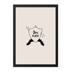 3rd Place Wall Art, Cute Shield Print, Ribbon Wall Decor, Achievement Poster, Minimalist Art, Champion Design, Third Position Printable - Tawshia