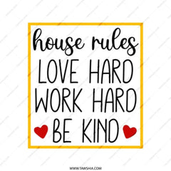 House Rules Tote Bag, Love Hard Work Hard Be Kind, Everyday Tote Bag, Motivational Tote Bag, Gift For Her, Inspirational Tote - Tawshia