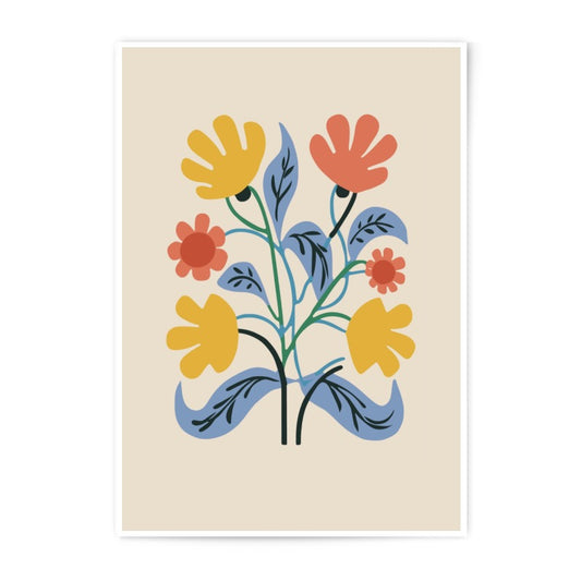 Floral Photographic Print, Botanical Wall Art, Retro Flower Illustration, Colorful Flower Decor, Home Decor, Modern Art Print - Tawshia