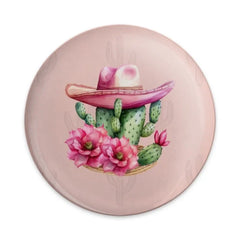 Cactus and Sombrero Pinback Button, Desert Flower Accessory, Southwestern Style Pin, Cute Cactus Button, Pink and Green Badge - Tawshia