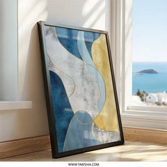 Abstract Art Wall Decor, Modern Home Art Print, Minimalist Abstract Painting Wall Art, Blue and Gold Geometric Art, Contemporary Wall Art - Tawshia