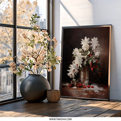 Christmas Cactus Wall Art, Holiday Blooms Print, Winter Flowers, Christmas Decor, Festive Wall Hanging, Floral Still Life, Home Decor - Tawshia