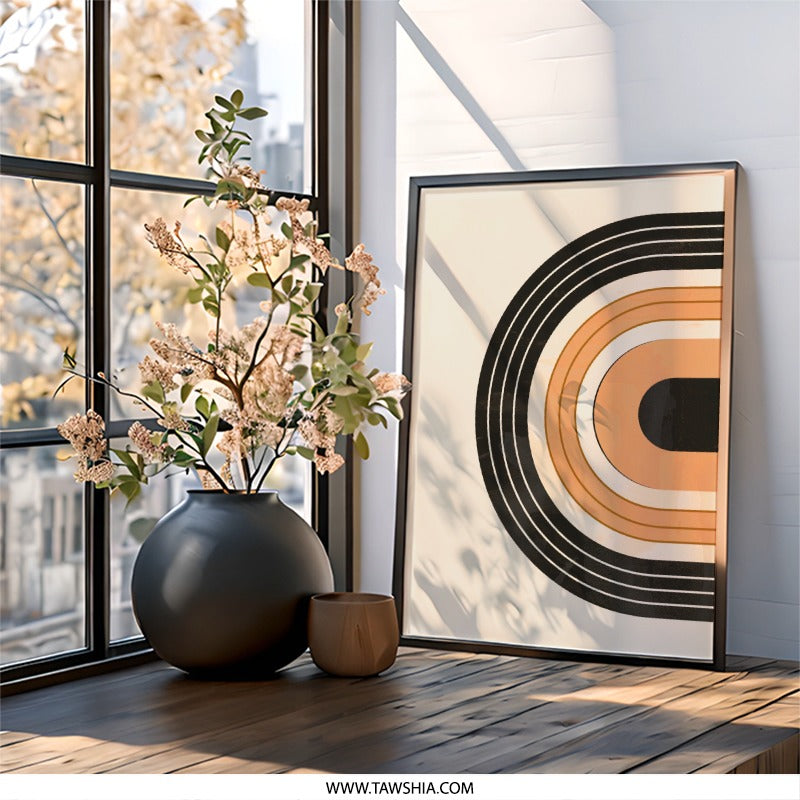 Abstract Arch Wall Art, Geometric Print Decor, Modern Boho Wall Hanging, Contemporary Home Art, Neutral Tone Arches, Unique Wall Art - Tawshia