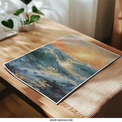 Ocean Waves Photographic Print, Sunset Seascape Photo, Coastal Art Print, Beach Wall Decor, Impressionist Style, Home Decor - Tawshia