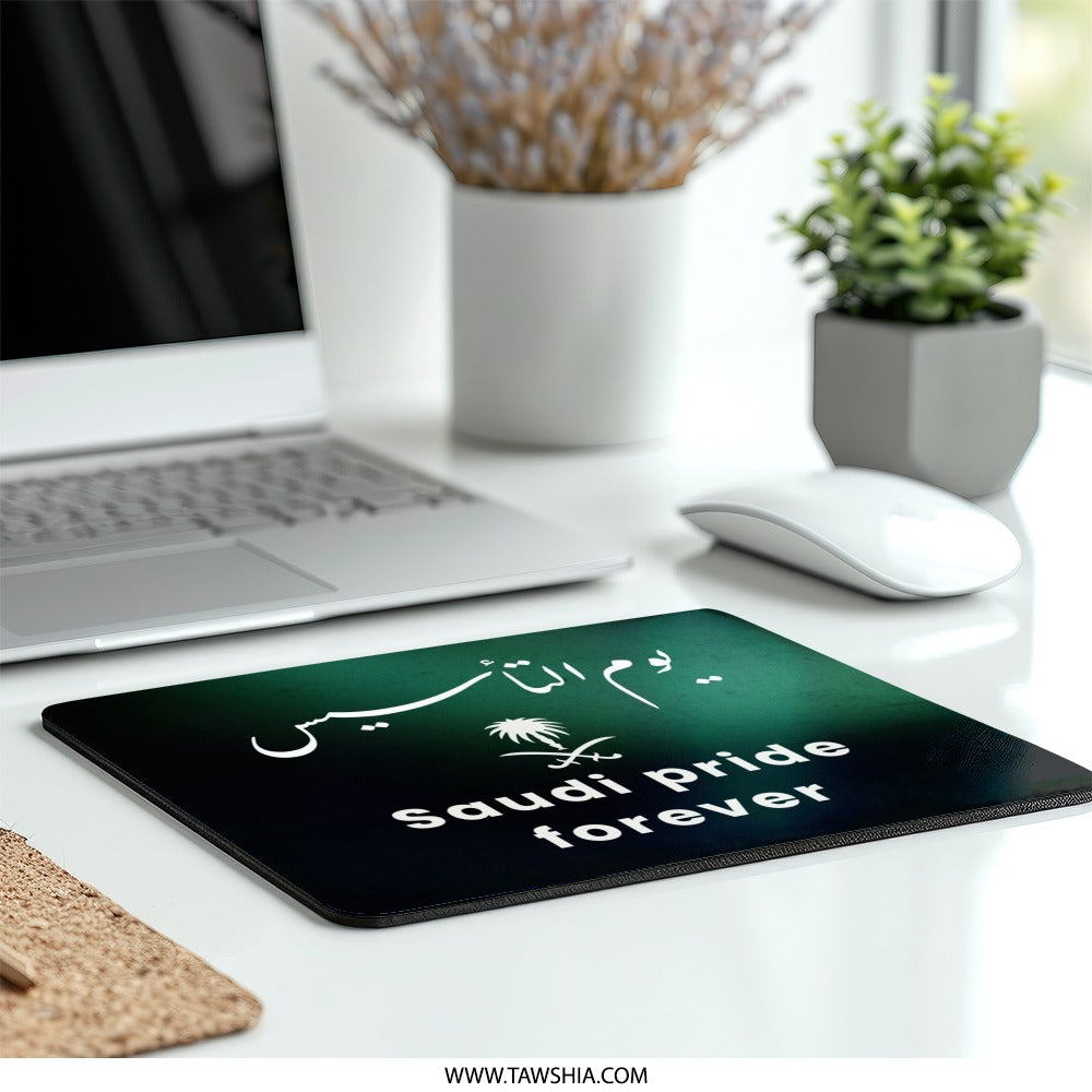 Saudi Pride Mouse Pad, Saudi Arabia Flag, National Day Gift, Arabic Calligraphy, Saudi Founding Day, Unique Home Office Decor - Tawshia