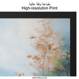 Floral Lake Wall Art, Serene Landscape Painting Print, Peaceful Nature Artwork, Riverbank Blossoms Decor, Calming Home Wall Decor - Tawshia