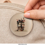 Whimsical House Pinback Button, Quirky Architecture Badge, Colorful Building Pin, Unique Home Accessory, Gift for Artists, Fun Button - Tawshia