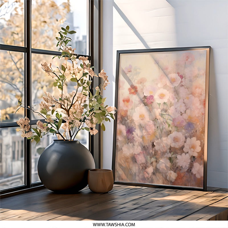 Floral Wall Art, Botanical Print, Pastel Flower Painting, Garden Artwork, Romantic Home Decor, Feminine Art Print, Floral Arrangement, Wall - Tawshia