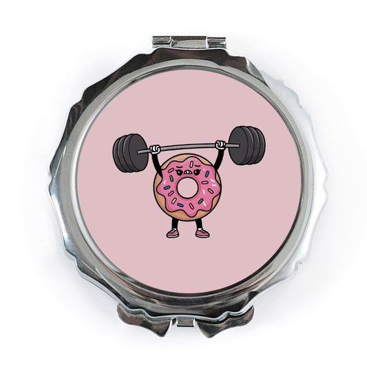 Funny Donut Gym Pocket Mirror, Weightlifting Frosted Donut, Cute Dessert Pocket Mirror, Novelty Gift for Fitness Lovers, Pocket Mirror - Tawshia
