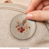 Botanical Pinback Button, Floral Bouquet, Boho Chic, Autumn Hues, Trendy Accessory, Aesthetic Pin - Tawshia