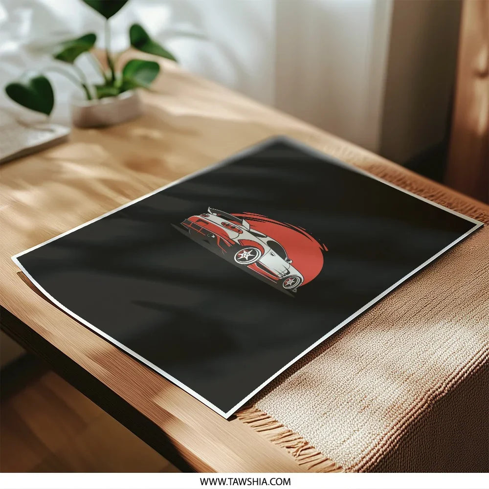 Toyota Supra Art Photographic Prints, JDM Car Poster, Japanese Car Illustration, Automotive Decor, Car Enthusiast Gift, Garage Wall Art - Tawshia