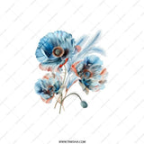 Blue Poppy Pocket Mirror, Floral Compact Mirror, Elegant Purse Mirror, Gift for Her, Flower Lover Gift - Tawshia