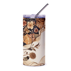 Floral Tumbler with Straw, Aesthetic Tumbler, Stylish Tumbler, Trendy Tumbler, Flower Tumbler, Unique Tumbler Design, Artistic Tumbler - Tawshia