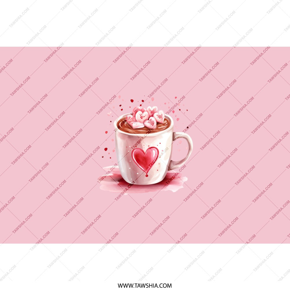 Hearts Tumbler, Hot Chocolate Mug Tumbler, Valentines Gift Tumbler, Cute Coffee Cup Design Tumbler, Gift For Her, Tumblers With Straw - Tawshia