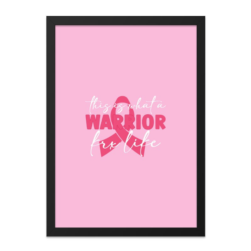 Pink Ribbon Warrior Wall Art, Breast Cancer Awareness Gift, Inspirational Quote Print, Survivor Support Decor, Powerful Women Art - Tawshia