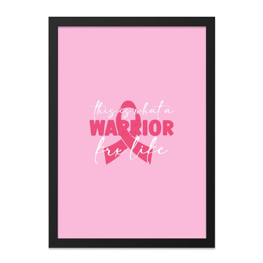 Pink Ribbon Warrior Wall Art, Breast Cancer Awareness Gift, Inspirational Quote Print, Survivor Support Decor, Powerful Women Art - Tawshia
