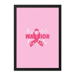 Pink Ribbon Warrior Wall Art, Breast Cancer Awareness Gift, Inspirational Quote Print, Survivor Support Decor, Powerful Women Art - Tawshia