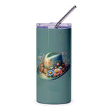 Floral Hat Tumbler, Elegant Tumbler, Nature Inspired, Stylish Tumbler, Unique Design, Coffee Tumbler, Gift Idea, Trendy Tumbler - Tawshia