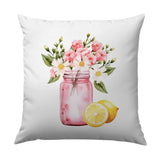 Floral Pillow, Lemon Decor Pillow, Summer Pillow, Spring Pillow, Botanical Pillow, Mason Jar Pillow, Accent Pillow - Tawshia