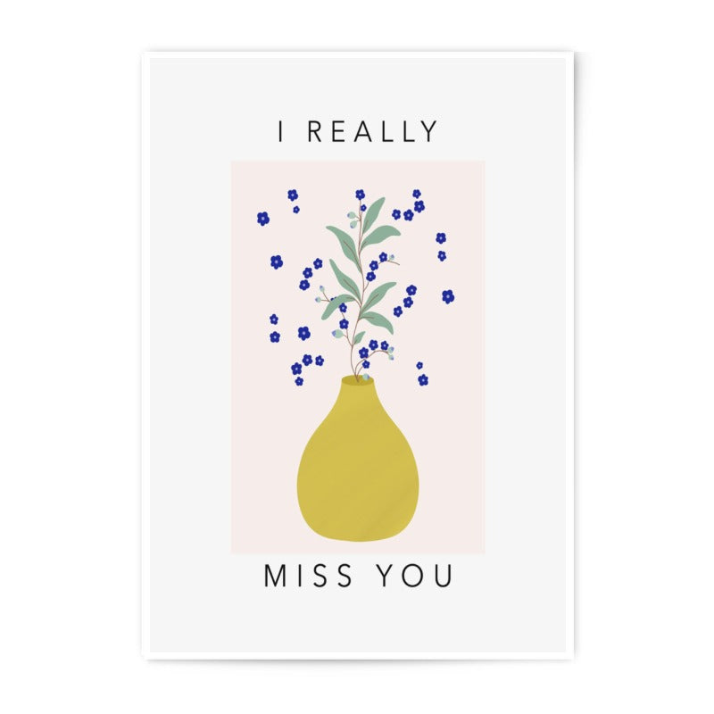 I Really Miss You Art Photographic Print, Floral Vase Art, Flower Artwork, Minimalist Wall Art, Sentimental Gift, Modern Home Decor - Tawshia