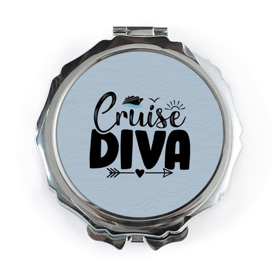 Cruise Diva Pocket Mirror, Gift for Cruise Lovers, Cruise Trip Souvenir, Travel Pocket Mirror, Vacation Pocket Mirror, Compact Mirror - Tawshia