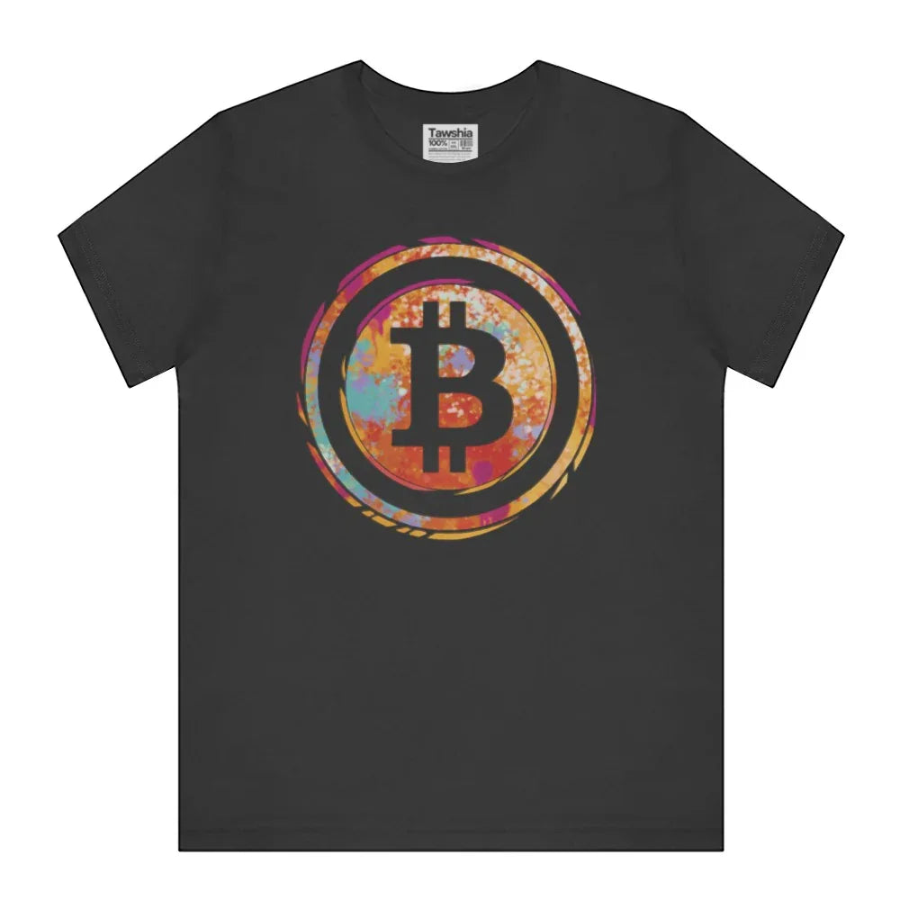 Vibrant Bitcoin Art Design T-Shirt for Stylish Casual product