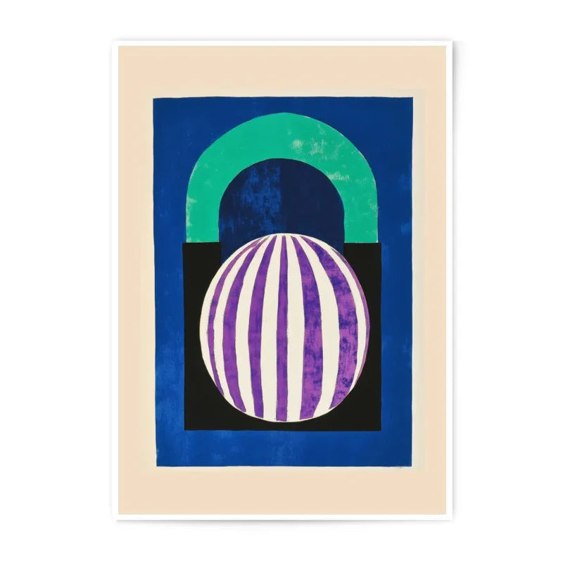 Abstract Photographic Prints, Modern Art Print, Striped Sphere Wall Decor, Geometric Artwork, Blue Green Art, Bold Design, Home Decor - Tawshia