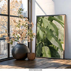 Tropical Green Leaves Wall Art, Botanical Print, Houseplant Decor, Nature Art Print, Modern Home Decor, Lush Foliage Wall Hanging - Tawshia