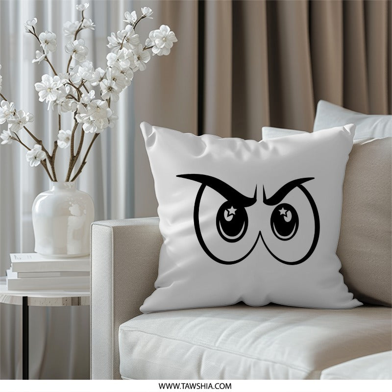 Owl Eyes Pillow, Cartoon Eyes Throw Pillow, Angry Bird Eyes Pillow, Funny Eyes Decorative Pillow, Home Decor Pillow - Tawshia