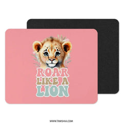 Roar Like a Lion Mouse Pad, Cute Animal Desk Accessory, Inspirational Office Decor, Lion Cub Mousepad, Pink Pastel Aesthetic - Tawshia