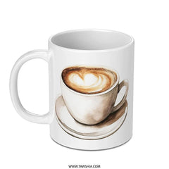 Latte Art Mug, Coffee Lover Gift, Watercolor Mug, Latte Coffee Mug, Coffee Art Mug, Cute Coffee Mug, Coffee Drink Mug - Tawshia