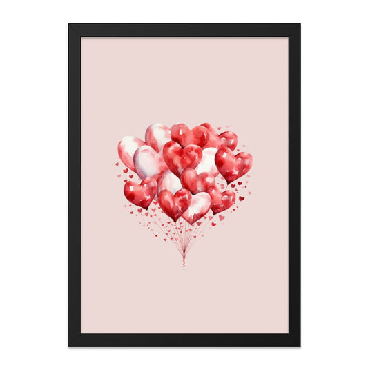 Heart Balloons Wall Art, Watercolor Hearts Print, Love Decor, Valentines Day Gift, Anniversary Gift, Romantic Wall Decor - Tawshia